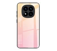 Dedux Funda para Xiaomi Redmi Note 14 Pro 5G, Carcasa Degradado de Color Vidrio Templado Anti-rasguños Funda, TPU de Silicona Suave Case Cover (Dolado/Rosa)