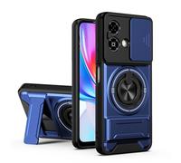 Dedux Funda para ZTE Blade A35E 4G, Carcasa con Ventana Deslizante y Soporte Anillo 360°, Funda Rígida de PC y Silicona TPU. Azul