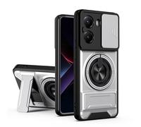 Dedux Funda para ZTE Blade V70 4G / ZTE Nubia V70, Carcasa con Ventana Deslizante y Soporte Anillo 360°, Funda Rígida de PC y Silicona TPU. Plata