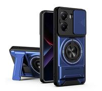 Dedux Funda para ZTE Blade V70 4G / ZTE Nubia V70, Carcasa con Ventana Deslizante y Soporte Anillo 360°, Funda Rígida de PC y Silicona TPU. Azul
