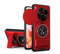 Dedux Funda para ZTE Blade V70 MAX, Carcasa con Ventana Deslizante y Soporte Anillo 360°, Funda Rígida de PC y Silicona TPU. Rojo