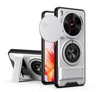 Dedux Funda para ZTE Blade V70 MAX, Carcasa con Ventana Deslizante y Soporte Anillo 360°, Funda Rígida de PC y Silicona TPU. Plata