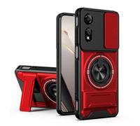 Dedux Funda para ZTE Nubia Neo 2 5G, Carcasa con Ventana Deslizante y Soporte Anillo 360°, Funda Rígida de PC y Silicona TPU. Rojo