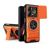 Dedux Funda para ZTE Nubia Neo 3 5G, Carcasa con Ventana Deslizante y Soporte Anillo 360°, Funda Rígida de PC y Silicona TPU. Naranja