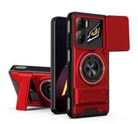 Dedux Funda para ZTE Nubia Neo 3 5G, Carcasa con Ventana Deslizante y Soporte Anillo 360°, Funda Rígida de PC y Silicona TPU. Rojo