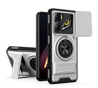 Dedux Funda para ZTE Nubia Neo 3 5G, Carcasa con Ventana Deslizante y Soporte Anillo 360°, Funda Rígida de PC y Silicona TPU. Plata