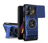 Dedux Funda para ZTE Nubia Neo 3 5G, Carcasa con Ventana Deslizante y Soporte Anillo 360°, Funda Rígida de PC y Silicona TPU. Azul