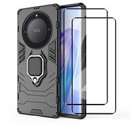 Dedux Funda + Protector de Pantalla [2 Piezas] para Honor Magic 5 Lite 5G (Magic5 Lite) / X9a, Caída Militar [Funciona con El Montaje De Coche Magnético] PC Duro TPU Case Carcasa. Negro