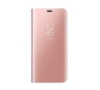 Dedux Funda Samsung Galaxy A55 5G - Modelo Inteligente Fecha/Hora Ver Espejo Brillante tirón del Caso Duro con para el Samsung Galaxy A55 5G, Oro Rosa
