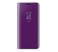 Dedux Funda Samsung Galaxy S21 Ultra 5G - Modelo Inteligente Fecha/Hora Ver Espejo Brillante tirón del Caso Duro con para el Samsung Galaxy S21 Ultra 5G, Púrpura