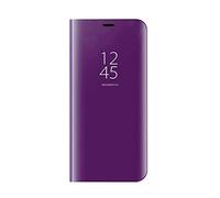 Dedux Funda Samsung Galaxy S24 Ultra 5G - Modelo Inteligente Fecha/Hora Ver Espejo Brillante tirón del Caso Duro con para el Samsung Galaxy S24 Ultra 5G, Púrpura