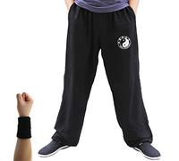 Dee Plus Pantalones de Tai Chi Hombre y Mujer y Niño Pantalones de Yoga Qigong Abierto a los Tobillos Pantalones Kung Fu Wing Chun Artes Marciales Chinas Anchas y Agradables Viscosa - 2 Bolsillos