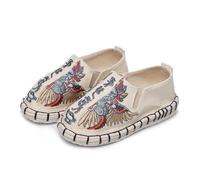 Dee Plus Zapatos de Kung Fu para niños, tallas del Reino Unido 7.5-2.5 | Zapatillas de lona bordadas para niños y niñas de 4 a 12 años | Diseño transpirable sin cordones | para entrenamiento y escuela