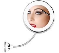 Deeabo Espejo de Maquillaje de Cuello de Cisne, Espejo Cosmético con Aumento de 10x y Luz LED, Rotación de 360 Grados para Viajes, Baño y Mesa