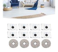 Deebot - Juego de bolsas de polvo para aspiradora y paños lavables para fregona T20, para X1 y para robot limpiadores X1 E, paquete de 8 bolsas + kit de 4 paños (gris)