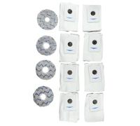 Deebot - Juego de bolsas de polvo y paños lavables para fregona T20, X1 y X1 E Robot Cleaners, paquete de 8 bolsas + kit de 4 paños (azul)