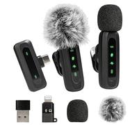 Deecam Micrófono inalámbrico para Android/iOS/PC 360 °,cancelación de Ruido omnidireccional,micrófono con Clip,para grabación de vídeo,Tiktok,Youtube,Vlog Podcast Creator