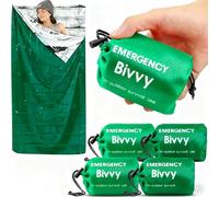 Deecam Saco de vivac de emergencia de 4 piezas, saco de dormir de emergencia, mantas de emergencia, equipo de supervivencia, protección contra el frío, saco de vivac para senderismo, viajes