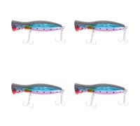 Deechate 4Pieza Ojos 3D de Popper Pesca con Triples 12cm 42g Topwater Hard Senuelo Plastico Suave Cebo Senuelos de Pesca Artificiales Aborda