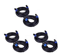 Deechate Paquete de 6 Cables Macho Speakon Una Speakon de 25 Pies, Cable de Audio Profesional AWG de Calibre 12 Cable de Altavoz para DJ Cable Con Bloqueo de