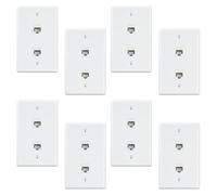 Deechate Paquete de 8 placas de pared Ethernet de 2 puertos, Cat6 hembra a hembra conector de pared RJ45 acoplador en línea, toma de pared, color blanco