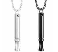 deegbbyi 2 Piezas Collar Respiración, Acero Inoxidable Dejar Fumar Collars, Collars de Silbato, Perla Cadena, Collar sin Humo, para Hombres Damas Dejar Fumar Antiestrés, Calma, Ajuste Respiración