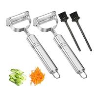 deegbbyi 2 Piezas Pelador, 17,8 CM Pelador Multifuncional, Rallador y Peeler 2 en 1, Incluye 2 Cepillos de Limpieza, para Zanahorias, Pepinos, Calabacines, Patatas, Frutas