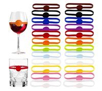 deegbbyi 24 Piezas Marcadores Silicona, Marcadores Copas Vino, Marca de Vidrio para Fiesta, Marca Silicona Coloridos, Reutilizable Identificador Copas, para Bar, Fiesta, Boda, Navidad