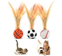 deegbbyi 3 Piezas Pelotas Saltarinas con Plumas para Gatos, Pelota Saltarina para Gatos, Juguete Interactivo Gato, Adecuado para Que los Gato Jueguen en Interiores y Exteriores