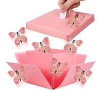 deegbbyi Caja de Regalo de Explosión de Mariposa, 15 x 14.8 x 12.5cm Cajas Sorpresa, Caja Sorpresa Cumpleaños, Contiene Ocho Mariposas, para Cumpleaños, Día de San Valentín, Decoración de Fiestas