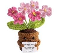deegbbyi Flores de Punto, Flores de Ganchillo Tejidas a Mano de Lana, Plantas de Ganchillo Forget-Me-Not Flowers, Arreglos Florales en Maceta, para Dormitorio, Balcón, Oficina, Decoración Coche