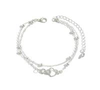 deegbbyi Tobillera para Mujer, Bohemios Pulseras de Tobillos, Tobilleras con Corazón Infinito, Tobilleras de Doble capa Elegantes y Ajustables, para Mujeres Y Niñas (18+7cm)