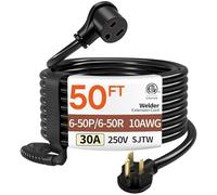 DEEKLIFY - Cable de extensión de soldador de calibre 10 de 30 amperios, NEMA 6-50P a 6-50R, alambre de soldadura resistente de 250 V para Lincoln, Plasma, Miller, STW, ETL