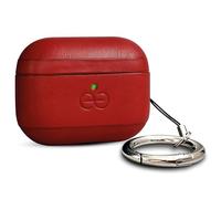 Deem Om AirPod Pro 3 Case, Leather, with Keychain, Protective One-Piece Hard Shell, Compatible with AirPods Pro 3, Real Leather, with Reveal Motion Effect [Red]