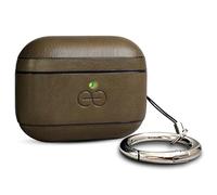 Deem Om AirPod Pro 3 Case, Leather, with Keychain, Protective One-Piece Hard Shell, Compatible with AirPods Pro 3, Real Leather, with Reveal Motion Effect [Olive]