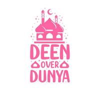 Deen sobre el dunya, religión musulmana, mejores citas tipográficas Decoración de vinilo para pared 34x64.3cm Embellecimiento de paredes Rosa