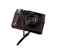 (Deep Brown) Handcrafted Genuine Leather Half Case for Fujifilm X100VI - Easy Battery Access & Tripod Compatible