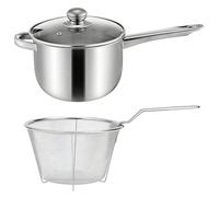 Deep Fryer Pan Set, Deep Fat Fryer With Basket, 304 Stainless Deeps Fat Fryeer With Lid, Deeps Fryers Pan Kitchen Utensils For Electric Ceramic Stove Cooking French Fries Seafood Soup Home Restaurant