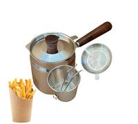 Deep Fryer Pot | Large Capacity Stainless Steel Kitchen Gadget With Basket And Strainer | Deep Fryer Basket | For Kitchen Home Camping Stove Grill Cooking Bacon Turkey Fries Fish Corn Chips