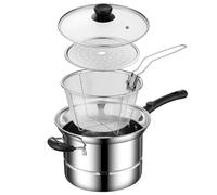 Deep Fryer Pot, Stainless Steel Frying Pan, 8.66x5.91inches, Multifunctional Strainer Basket Included, Heat-Resistant Handle Design, Ideal for French Fries, Shrimp, Seafood, Onion Rings