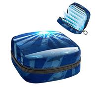 Deep Marine con tiburones bolsa de época portátil, bolsa de almacenamiento de tampones para servilletas sanitarias, Varios colores, 4.7x6.6x6.6 in/12x17x17 cm