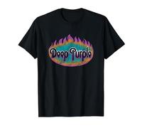 Deep Purple Flames Logo Camiseta, Hombre, Negro, S