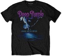 Deep Purple Playera con Texto en inglés Smoke On The Water, Color Morado Oscuro Negro Negro (Large