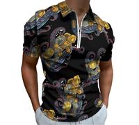 Deep Sea Hard Hat Diver - Polo de manga corta para hombre, cuello con cremallera de un cuarto, camiseta de golf ajustada, Estilo:, 4XL