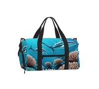 Deep Sea Whales - Bolsa de lona con compartimento para zapatos, gimnasio, fin de semana para hombres y mujeres, bolsa de viaje impermeable con bolsillo húmedo para zapatos sucios