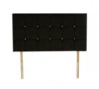 Deep Sleep Diamante - Cabecero con Inserciones de Cristal de Swarovski Genuino, Madera Tela, Negro, King 150cm