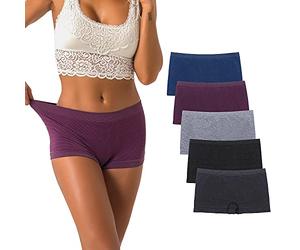 Deep Touch - Calzoncillos Tipo bóxer para Mujer, sin Costuras, de Nailon, elásticos, Paquete de 5 Medium