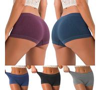 DEEP TOUCH Calzoncillos Tipo bóxer para Mujer, sin Costuras, Transpirables, elásticos, Paquete de 5, Negro, Azul Marino, Melange, Azul Londres, Burdeos, M