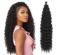 Deep Twist Crochet Hair Mechones de Pelo de Onda de Agua Extensión de Pelo Sintético Rizado Trenzado Ombre Kinky Curl Trenzado Hairpiece, 22 Pulgadas 6 Packs