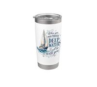 Deep Waters Isaiah 43:2 Velero Christian Faith Vaso térmico de acero inoxidable de doble pared